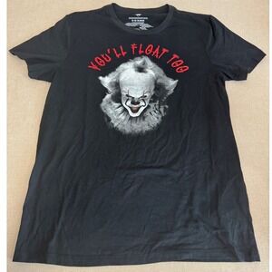 IT Pennywise Clown Youll Float Too Horror Movie Graphic T-Shirt Mens Medium